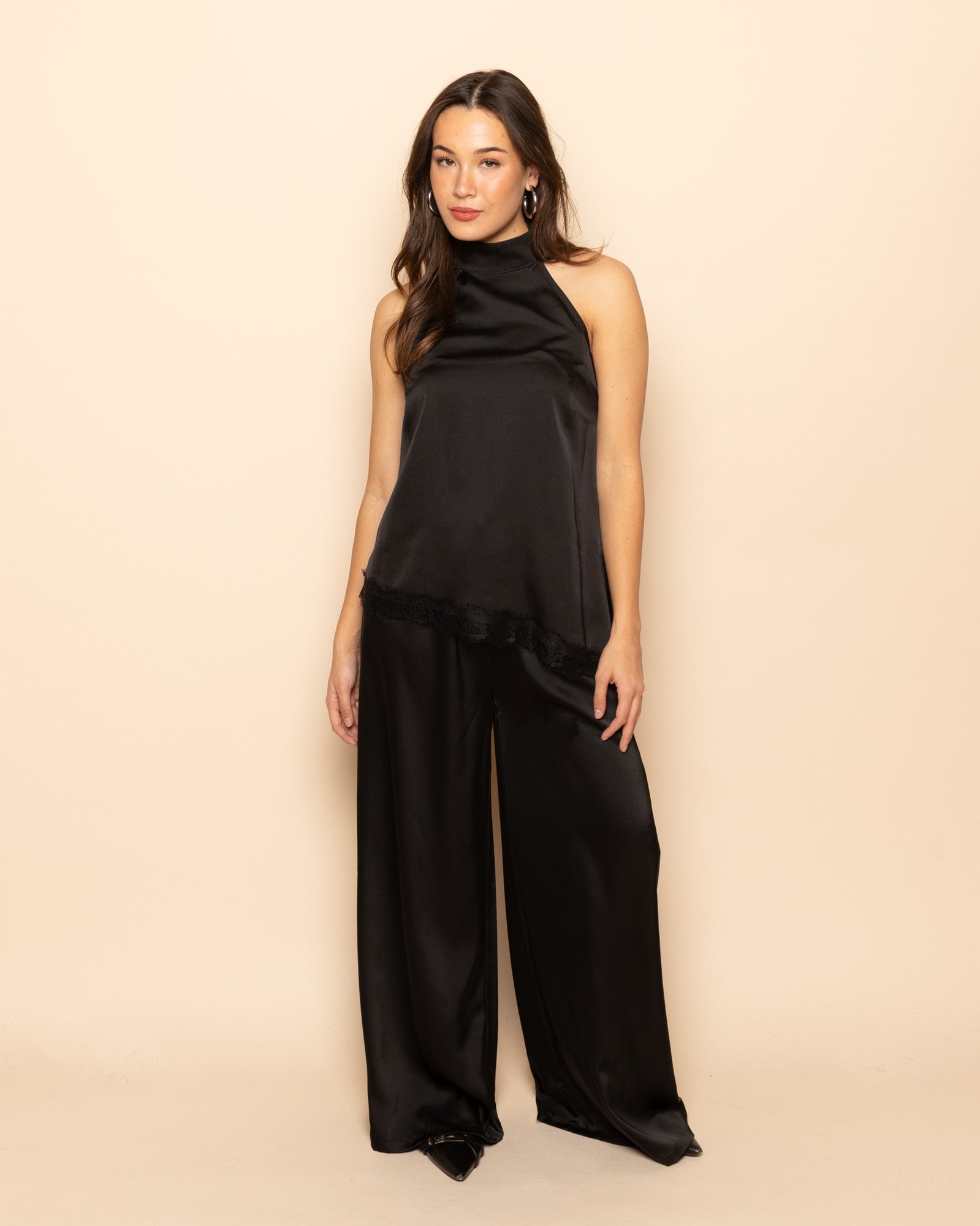 CARMEN SATIN PANTS ZWART