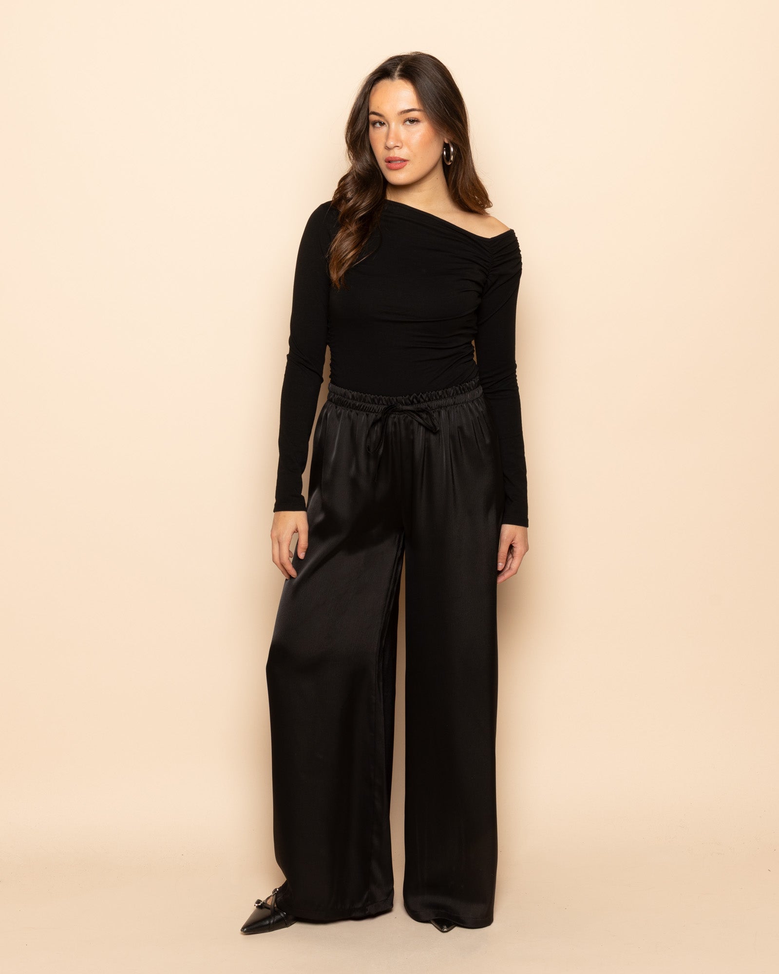 CARMEN SATIN PANTS ZWART