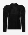 VELVET GLITTER PUFF SLEEVE TOP BLACK