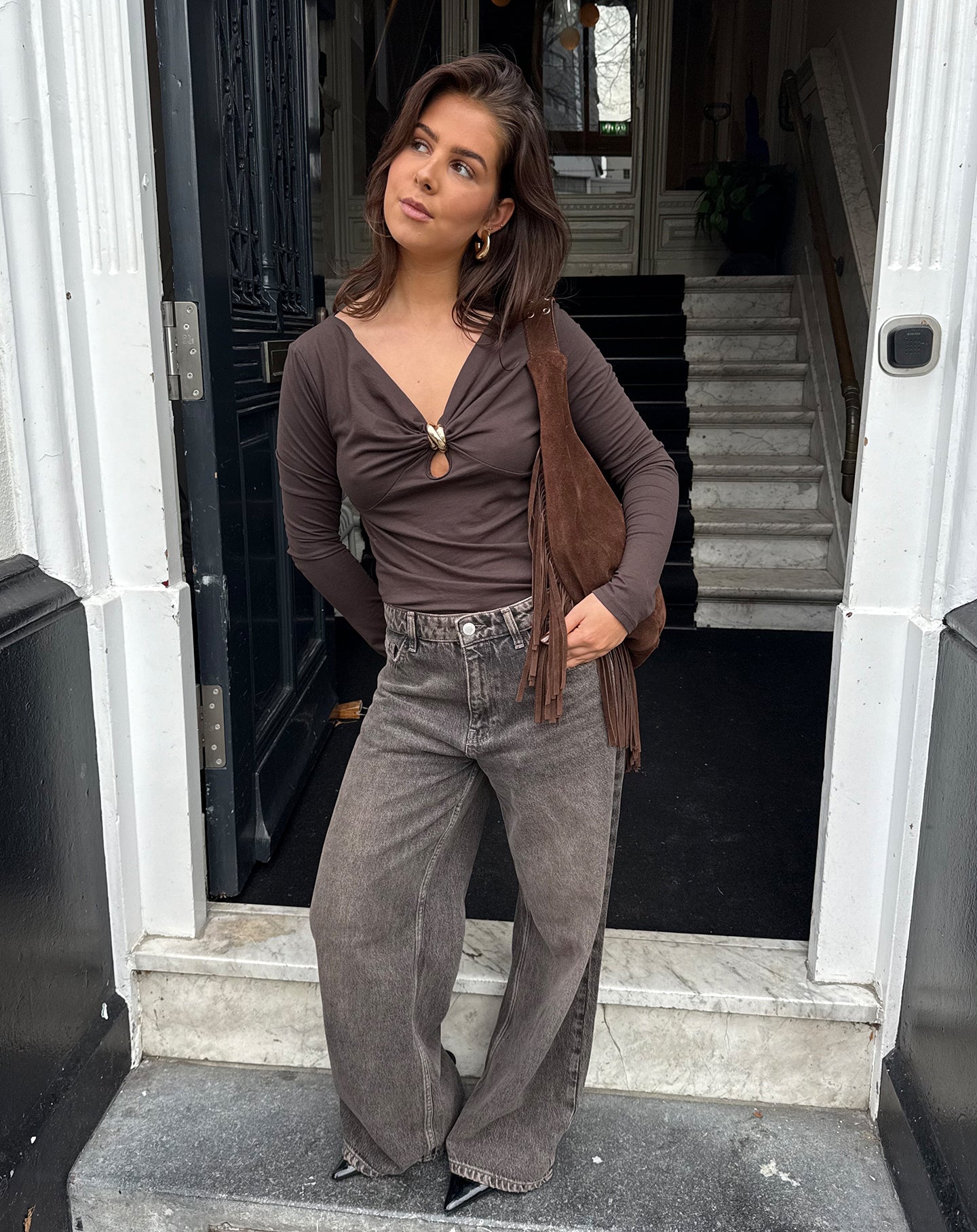 SIENNA DETAIL TOP BROWN