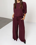 JULIE WIDE LEG PANTALON TALL DARK BURGUNDY