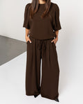 JULIE WIDE LEG PANTALON BROWN