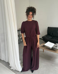 JULIE WIDE LEG PANTALON DARK BURGUNDY