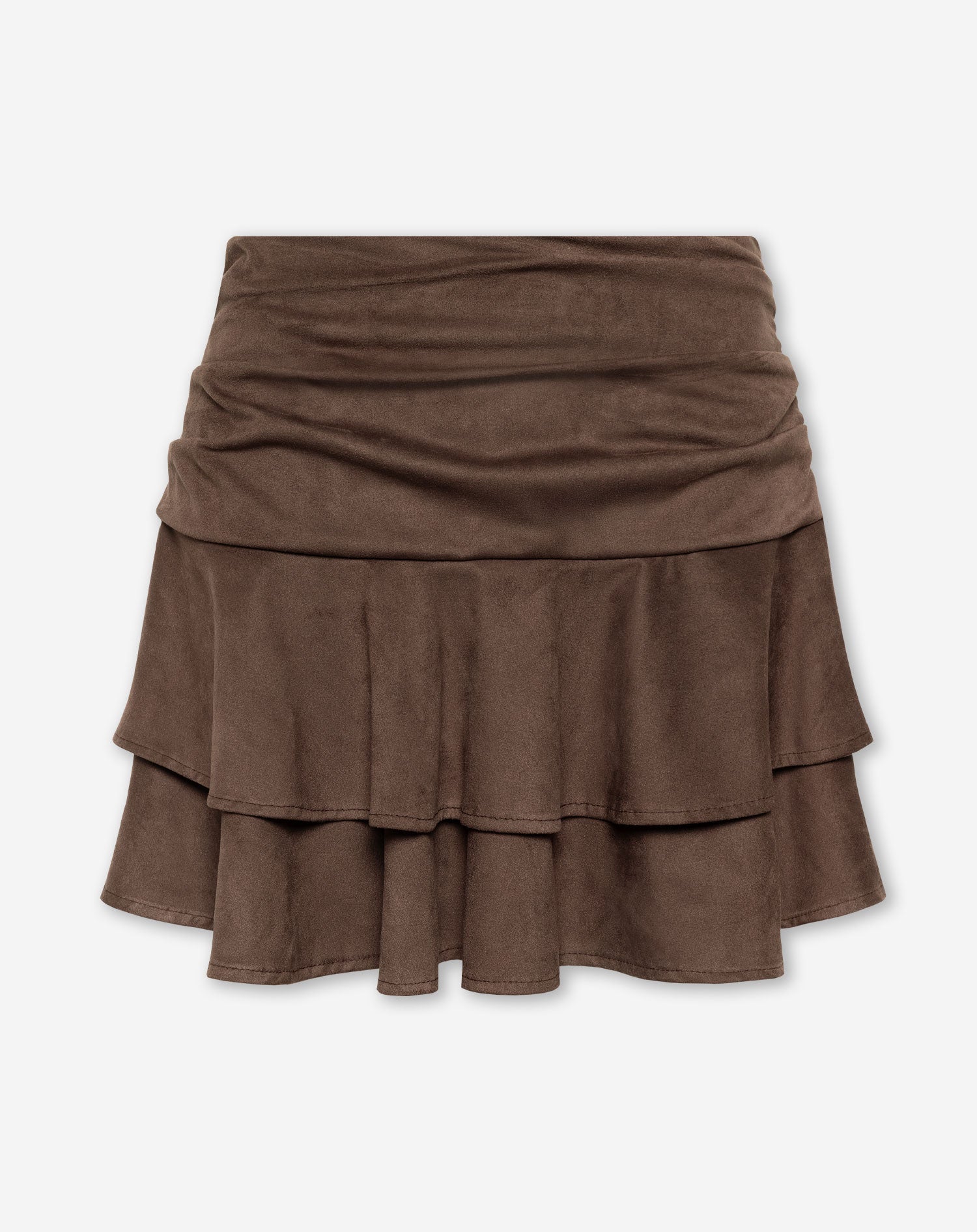SUEDINE RUFFLE SKIRT BRUIN