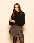 SUEDINE RUFFLE SKIRT BROWN