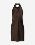 IRIS SATIN HALTER DRESS BROWN