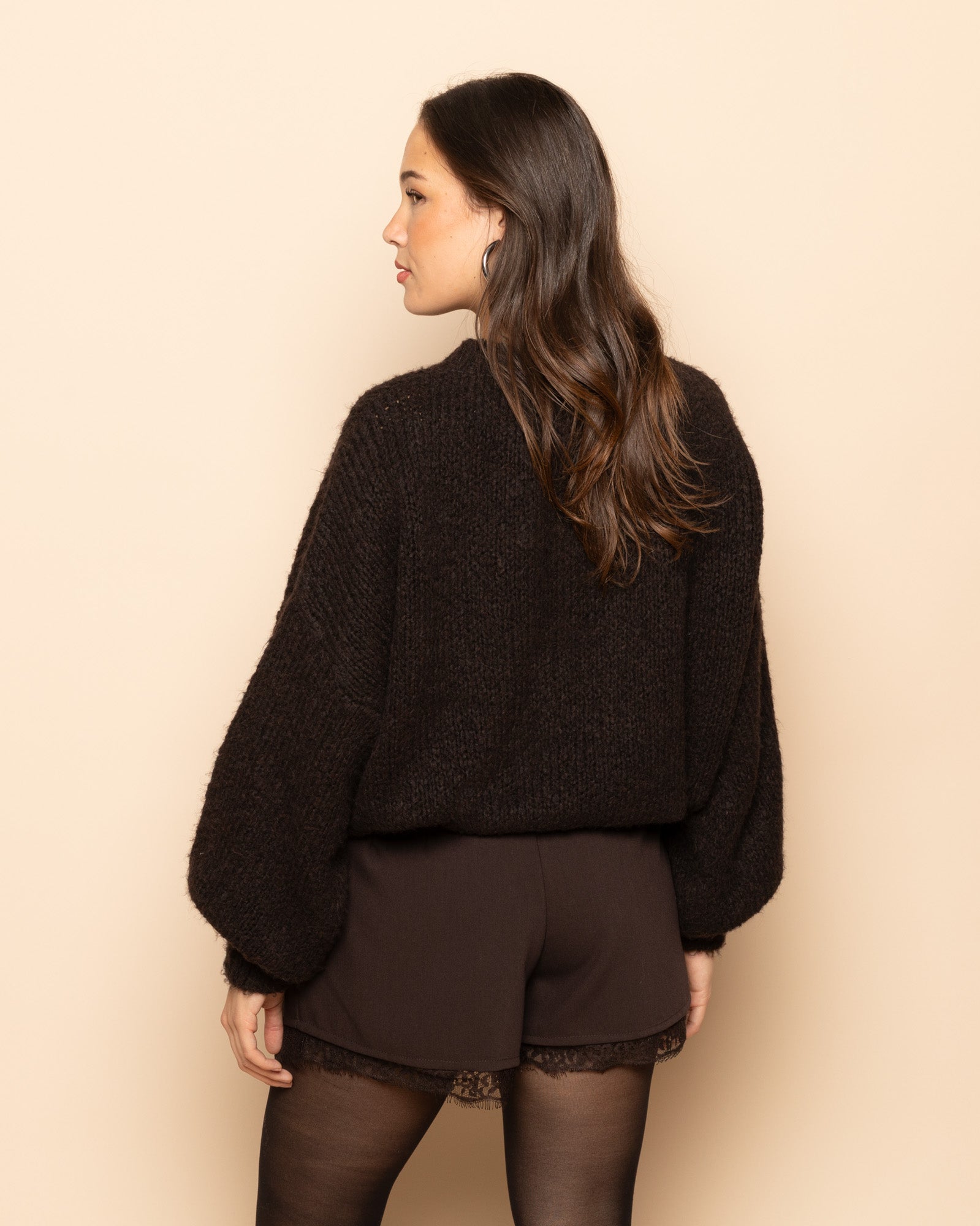 MIA LACE SHORTS BROWN