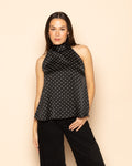 SATIN DOTS HALTER TOP