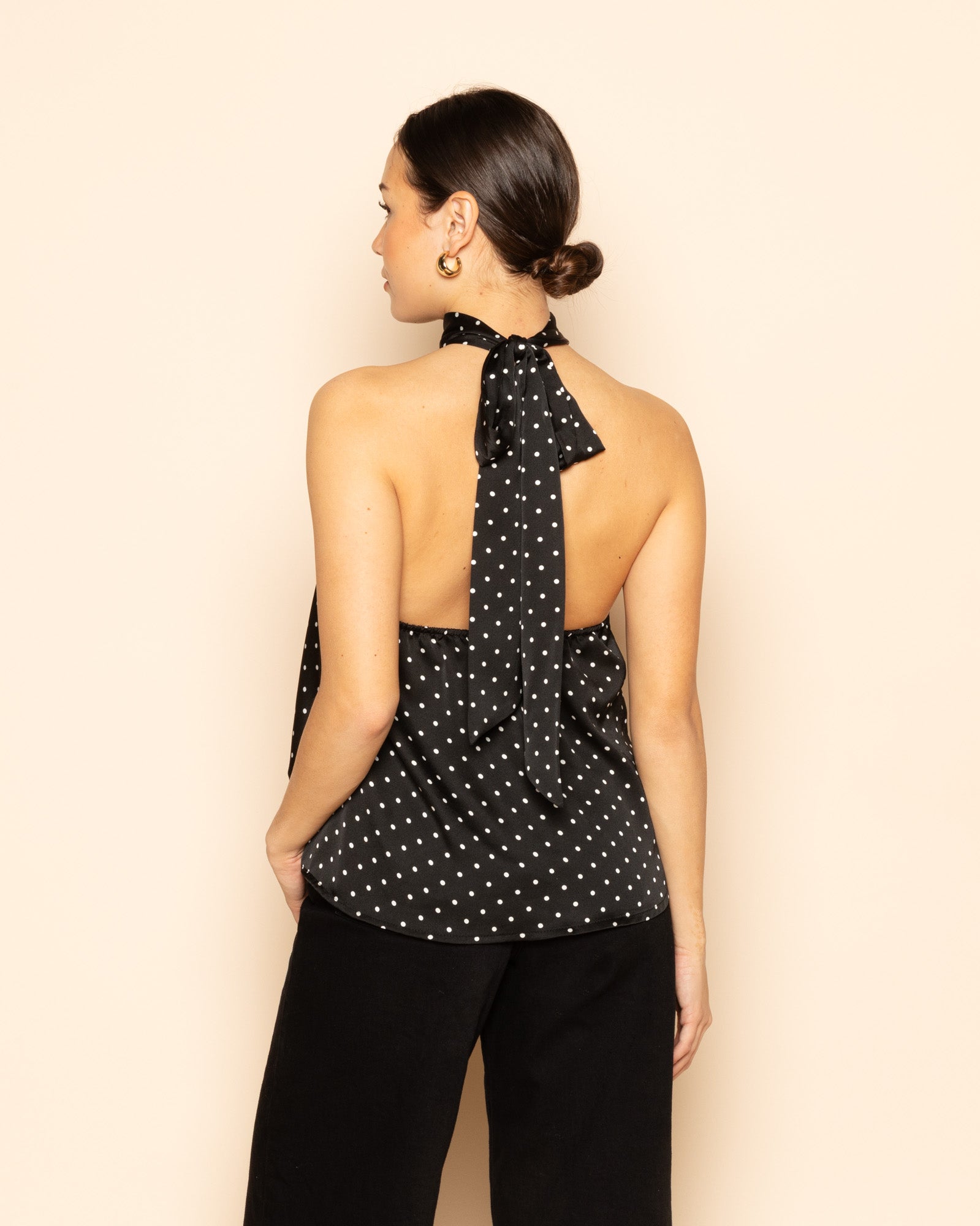 SATIN DOTS HALTER TOP