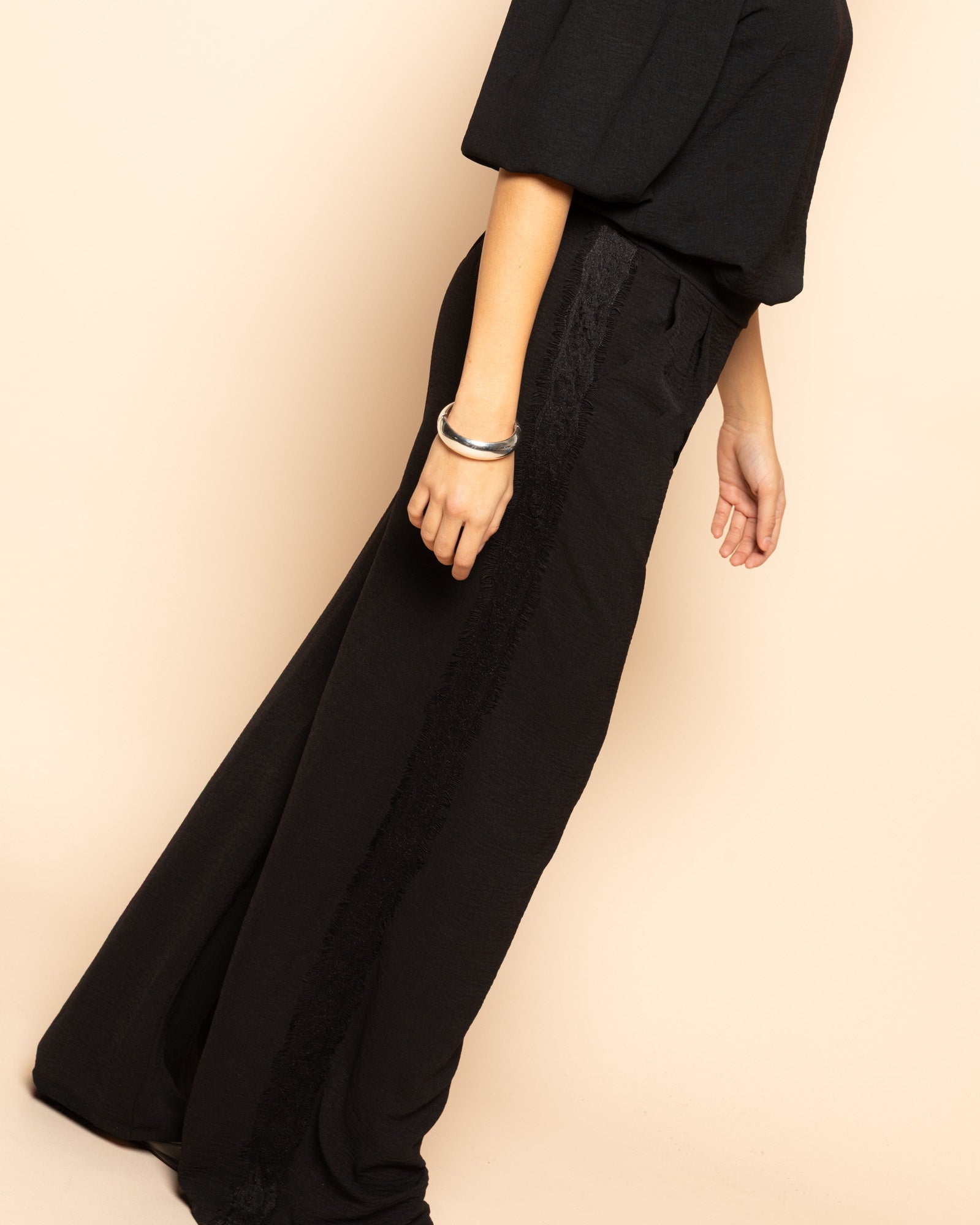 JULIE LACE TAPE PANTALON ZWART