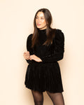 VELVET GLITTER BUBBLE HEM SKIRT BLACK