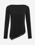 TAMAR ASYMMETRIC LACE TOP ZWART