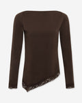 TAMAR ASYMMETRIC LACE TOP DARK BROWN