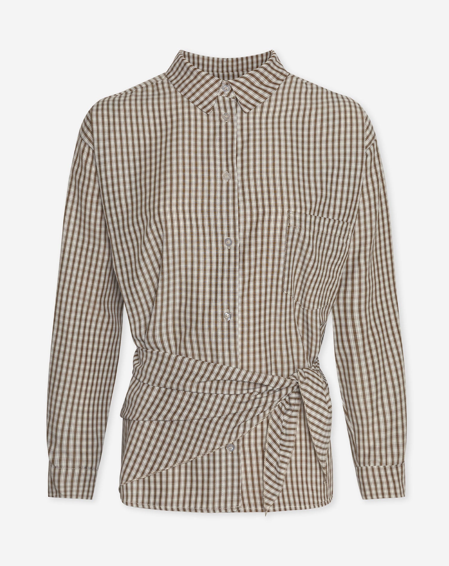 CHECK SCARF BLOUSE BRUIN