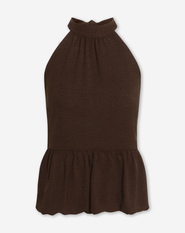 JULIE HALTER BUBBLE HEM TOP BRUIN