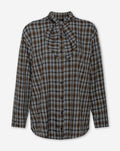 CHECK BOW BLOUSE BROWN