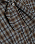 CHECK BOW BLOUSE BROWN