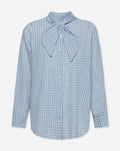 CHECK BOW BLOUSE LICHTBLAUW