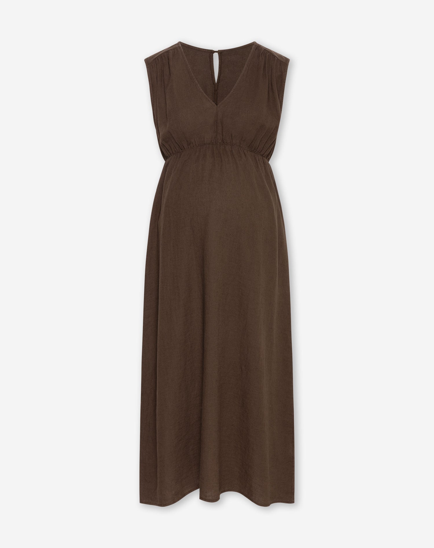 CARMEN LINEN MAXI DRESS MATERNITY BRUIN