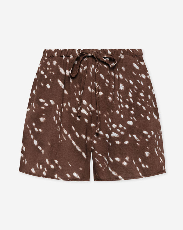 JULIE DEER PRINT ELASTIC SHORTS BRUIN