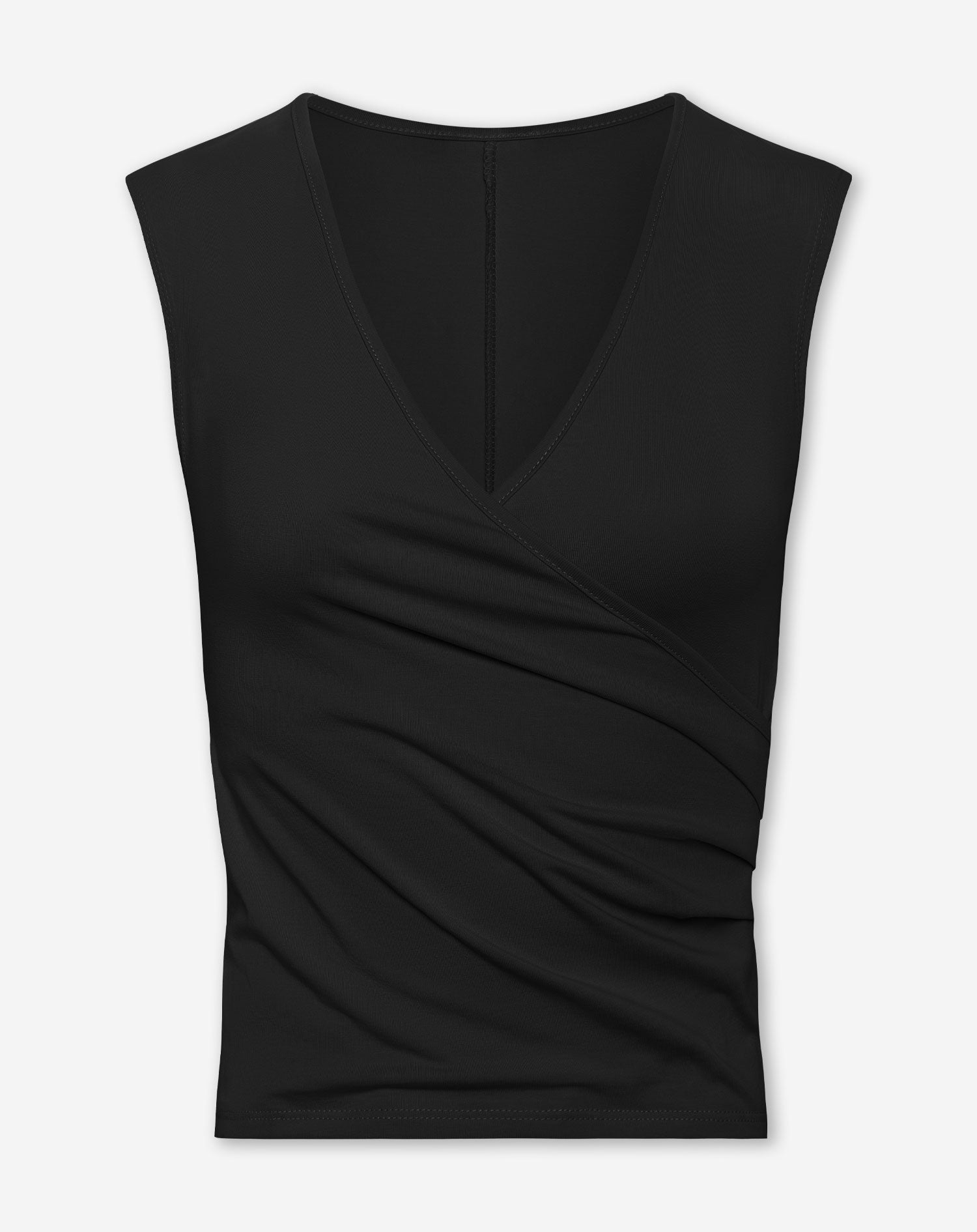 TAMAR WRAP CAP SLEEVE  TOP ZWART