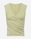 TAMAR WRAP CAP SLEEVE TOP LICHT OLIJFGROEN