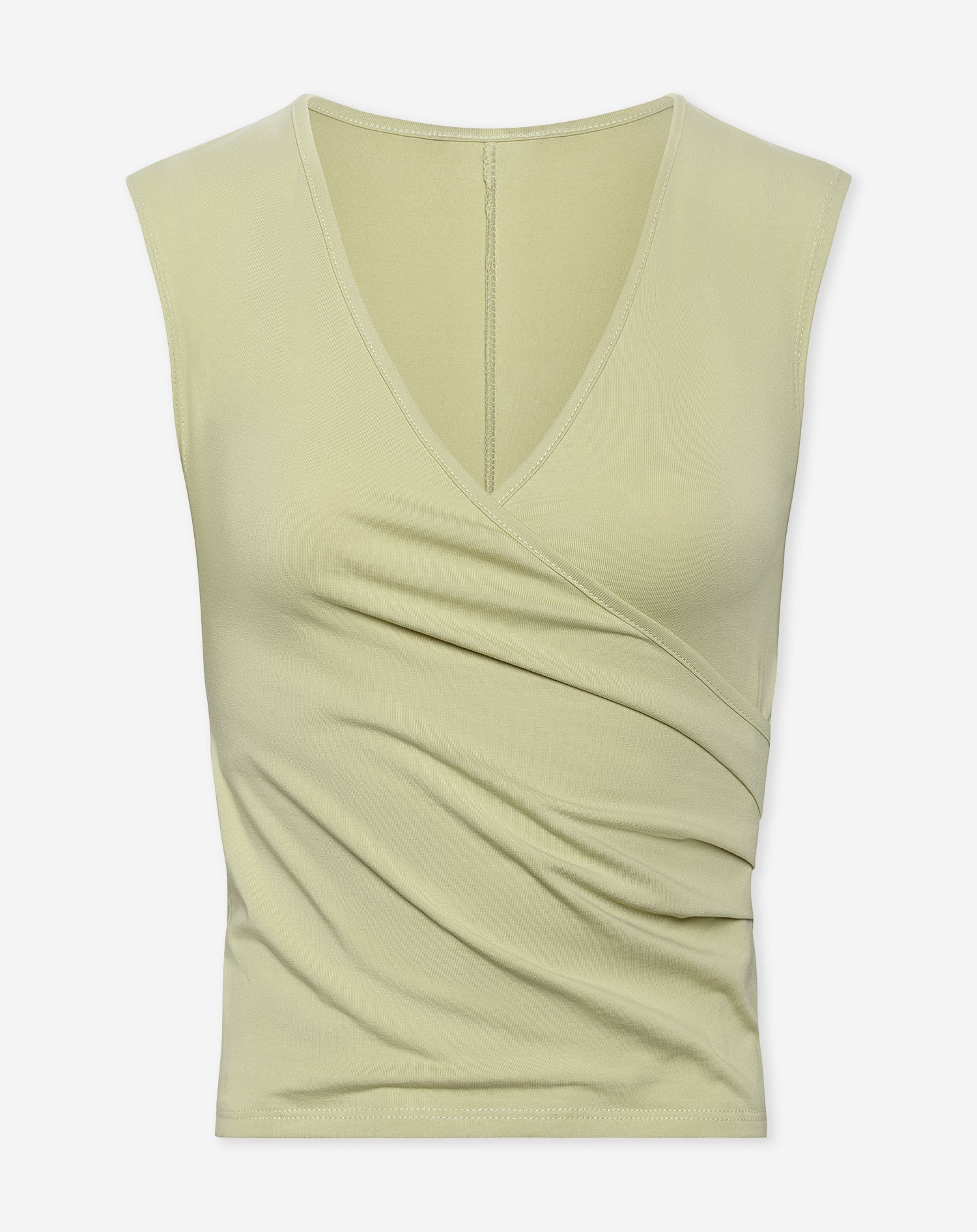 TAMAR WRAP CAP SLEEVE  TOP LICHT OLIJFGROEN