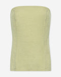 CARMEN LINEN STRAPLESS TOP LICHT OLIJFGROEN