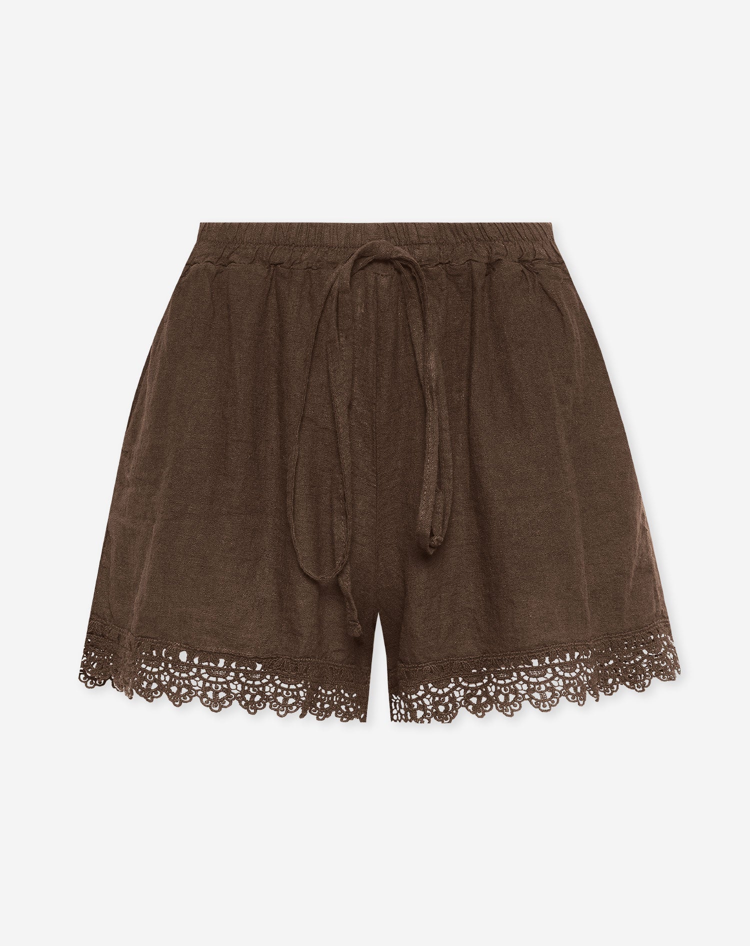 CARMEN LACE LINEN SHORTS BROWN