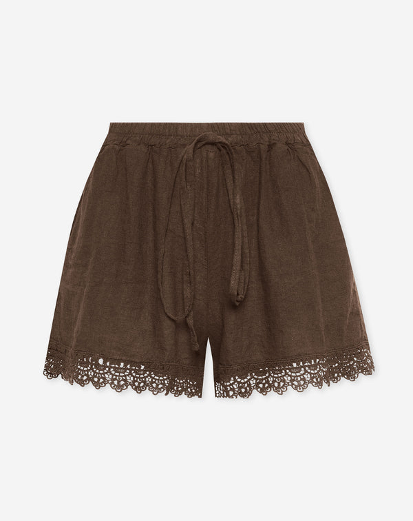 CARMEN LACE LINEN SHORTS BRUIN
