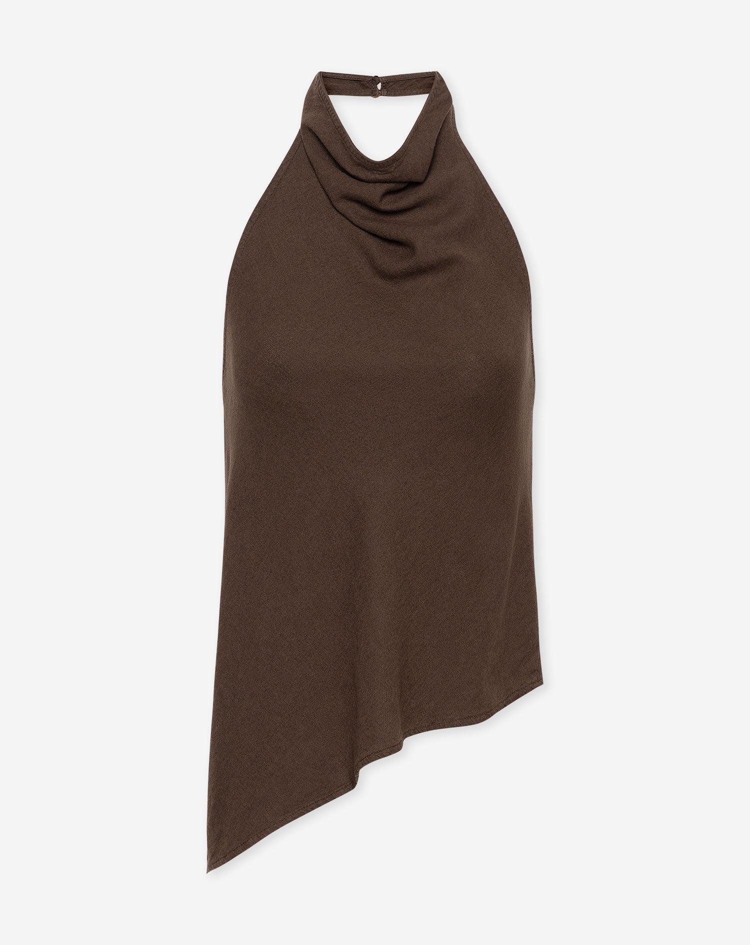 CARMEN LINEN HALTER TOP BRUIN