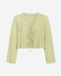 CARMEN LINEN BOW TOP LICHT OLIJFGROEN