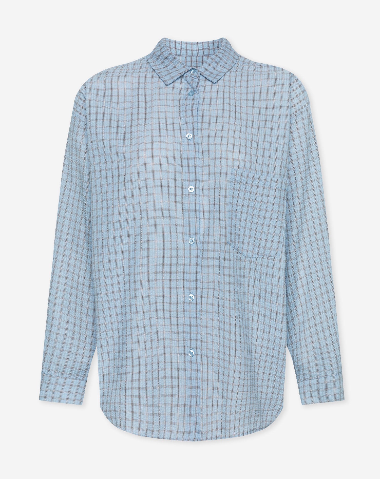 CHECK OVERSIZED BLOUSE LICHTBLAUW