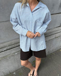 CHECK OVERSIZED BLOUSE LICHTBLAUW