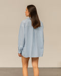CHECK OVERSIZED BLOUSE LICHTBLAUW