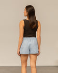 CHECK ELASTIC SHORTS LICHTBLAUW