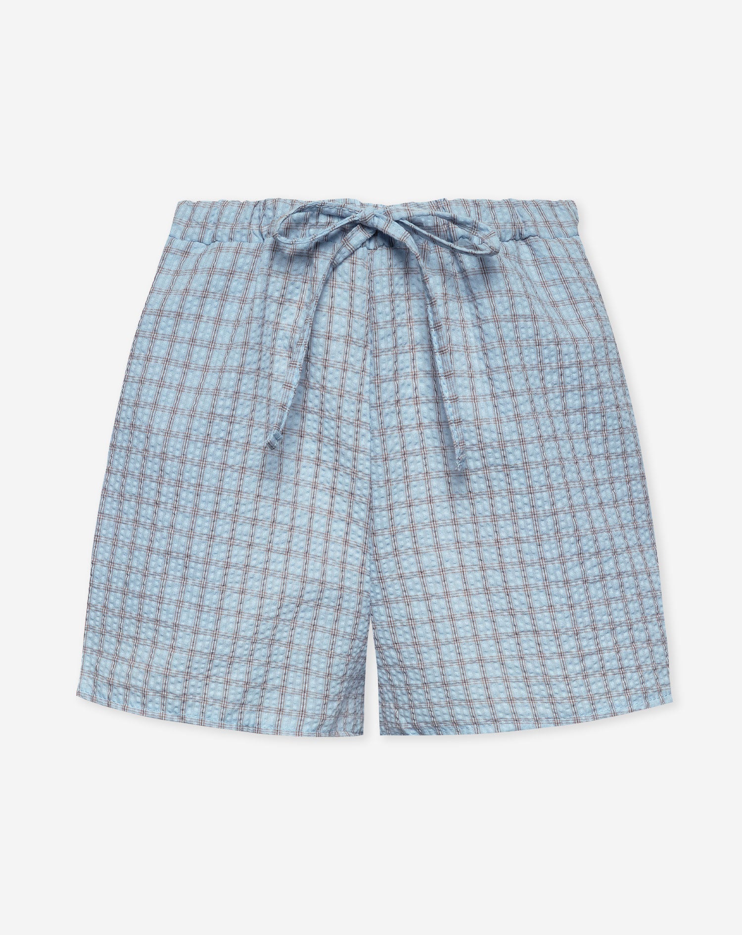 CHECK ELASTIC SHORTS LICHTBLAUW