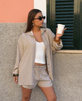 LILEY STRIPE ELASTIC SHORTS OLIJFGROEN