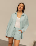 BESSY STRIPE ELASTIC SHORTS LICHTGROEN
