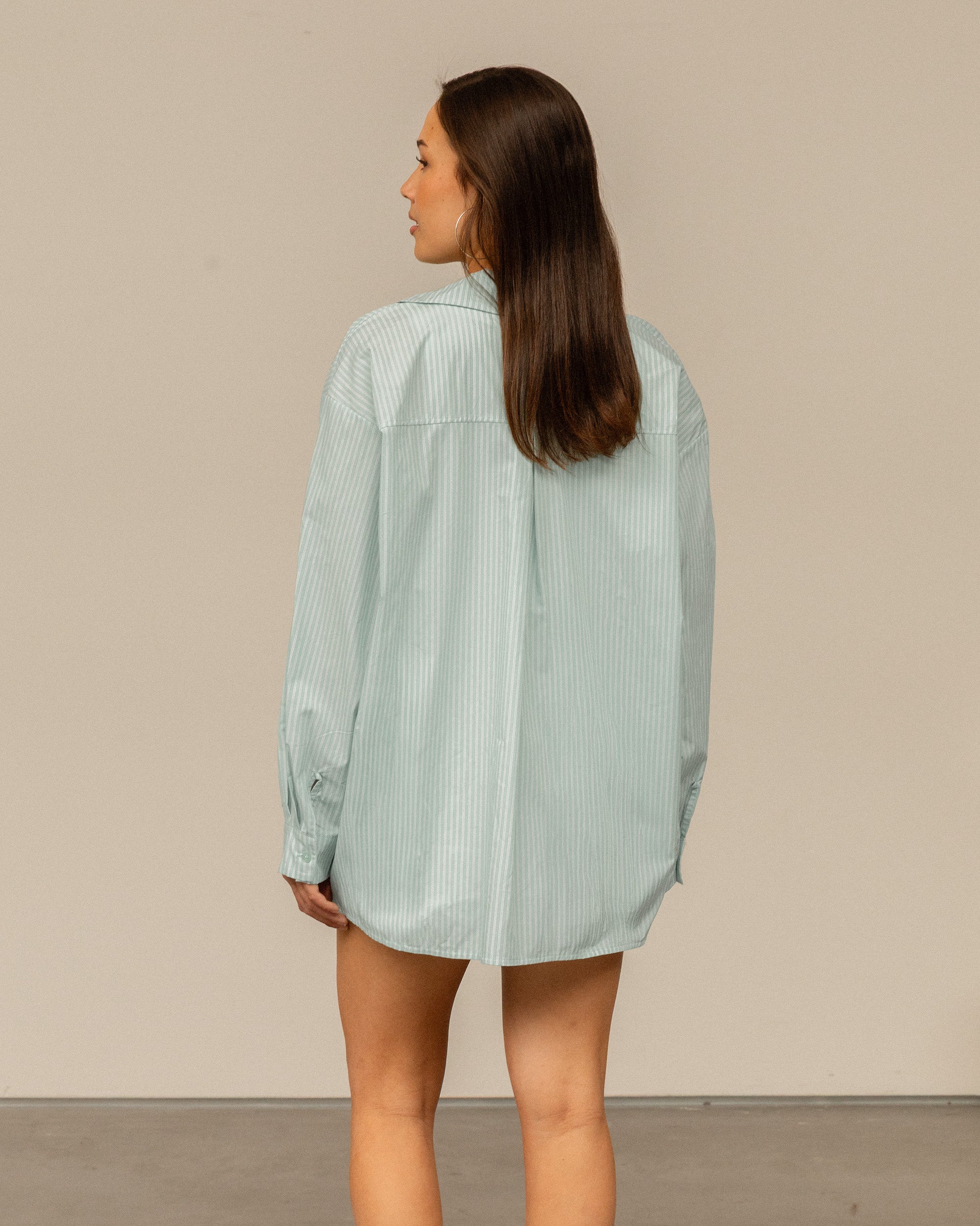BESSY STRIPE OVERSIZED BLOUSE LICHTGROEN
