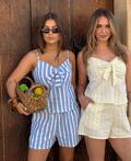 MAEVE STRIPE LUREX SHORTS BLAUW