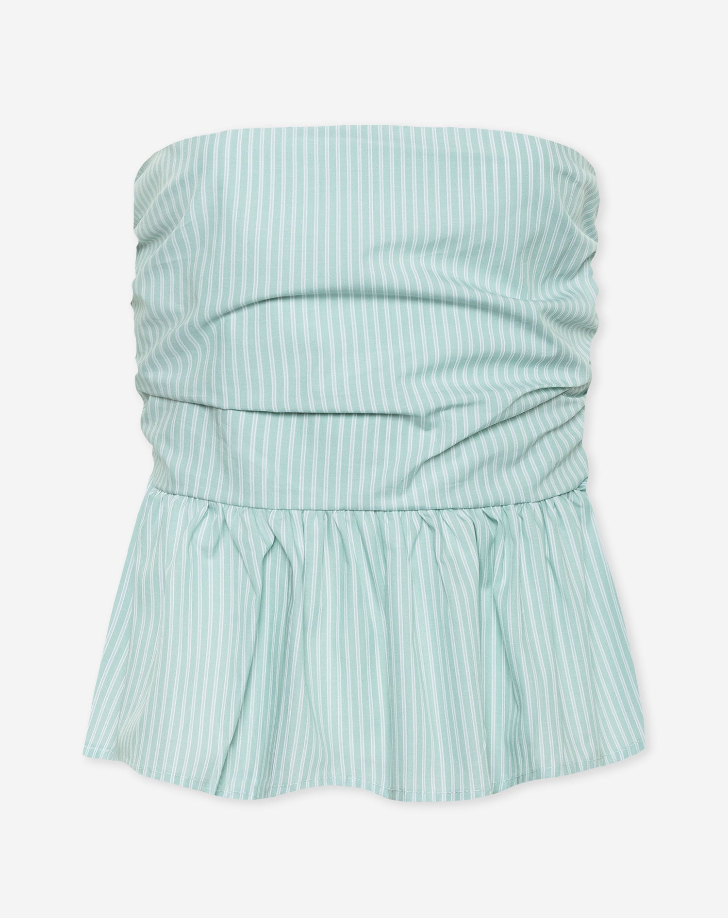 BESSY STRIPE PEPLUM TOP LICHTGROEN