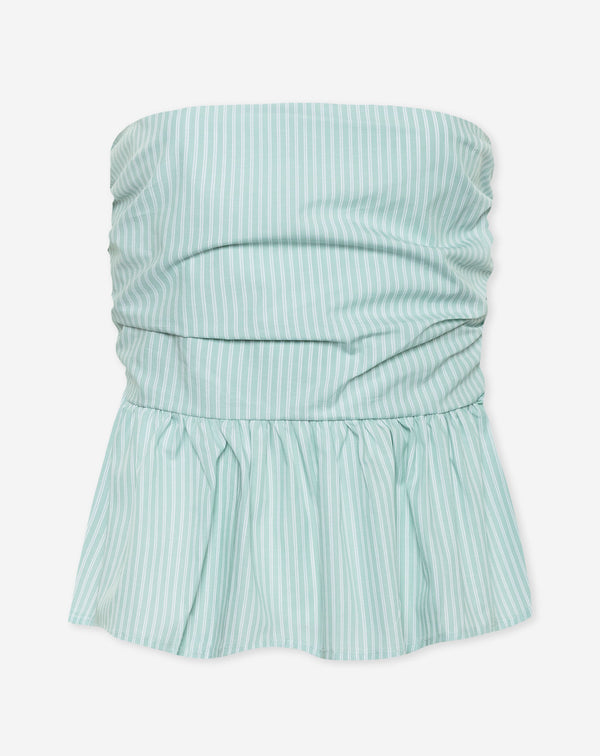 BESSY STRIPE PEPLUM TOP LICHTGROEN
