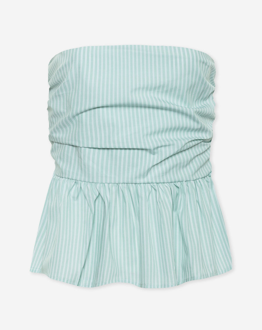 BESSY STRIPE PEPLUM TOP LICHTGROEN