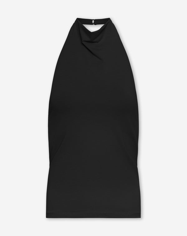 TAMAR DRAPED HALTER TOP ZWART