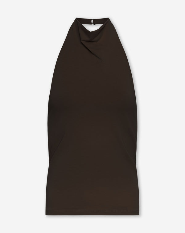 TAMAR DRAPED HALTER TOP DONKERBRUIN