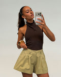 TAMAR DRAPED HALTER TOP DONKERBRUIN