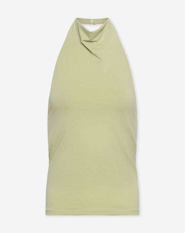 TAMAR DRAPED HALTER TOP LICHT OLIJFGROEN