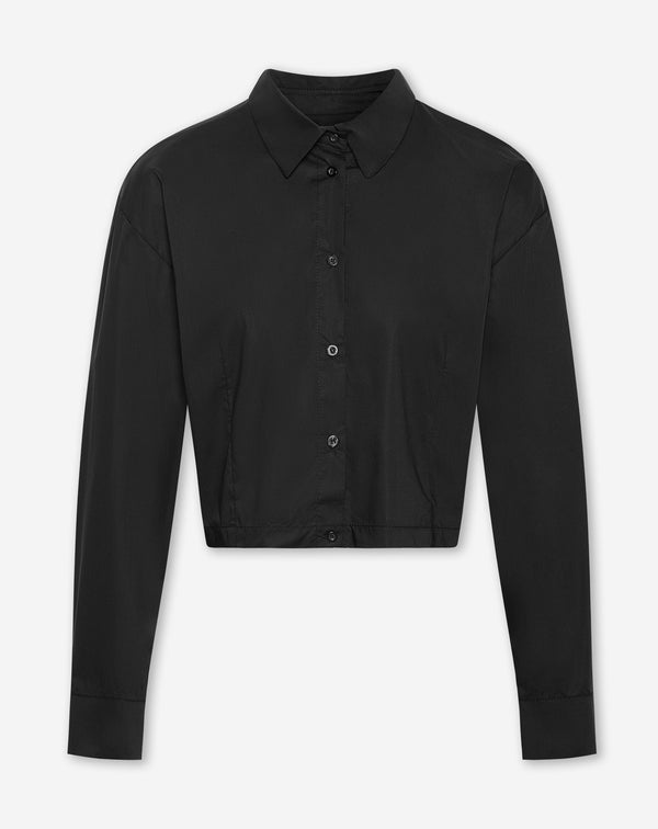 CROPPED POPLIN BLOUSE ZWART