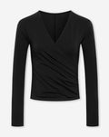 TAMAR WRAP LONG SLEEVE TOP ZWART